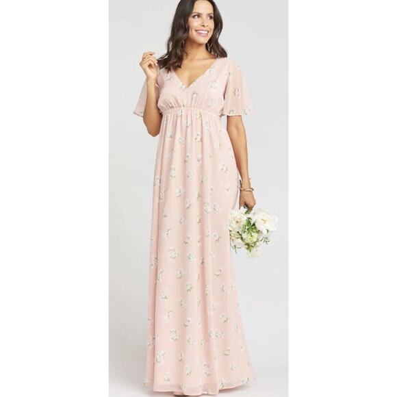 Show Me Your MuMu Floral Blush Meadow Emily Maxi Dress Gown Wedding Sm New USA - Picture 2 of 14